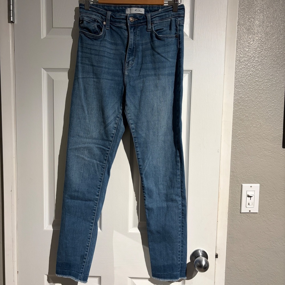 KanCan Womens High Rise Skinny Jeans Medium Wash Raw Hem KC20000M Size 9 28